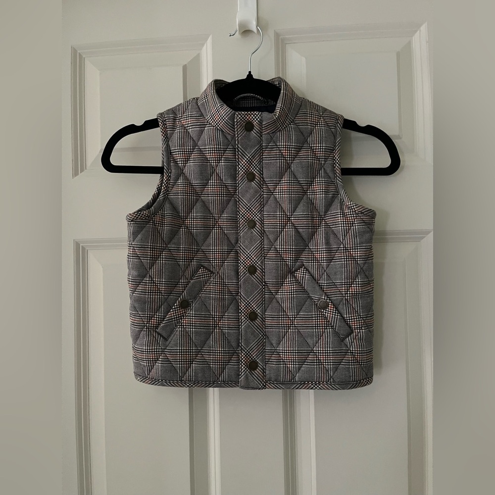 Boys Janie & Jack Brown quilted multi color snap button vest Fall Winter 3-4 yrs